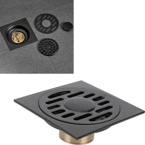 Drain de sol intégré avec désodorisant pour salle de bain et cuisine, noir (1/5)