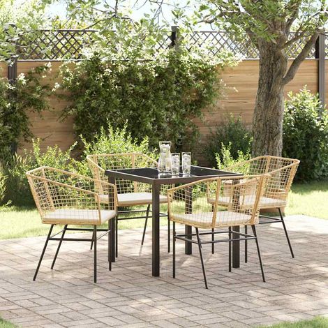 Garten Essgruppe 5 pcs Braun Poly-Rattan (1/5)