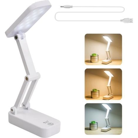 KLVGTIFS PULampe de Bureau LED, Lampes de Bureau Dimmable, 3 modes d'éclairage, Lampe de chevet Pliable & Portable (1/4)