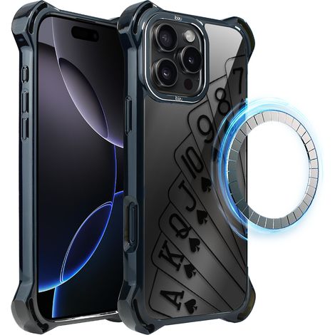 Hülle für iPhone 16 Pro Max ibizu DropGuard Ultra mit MagSafe, Midnight, Spielkarten (1/5)