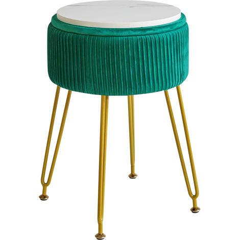 Chaise de Maquillage ottomane, Tabouret de vanité, Vert L/G-20L (1/5)