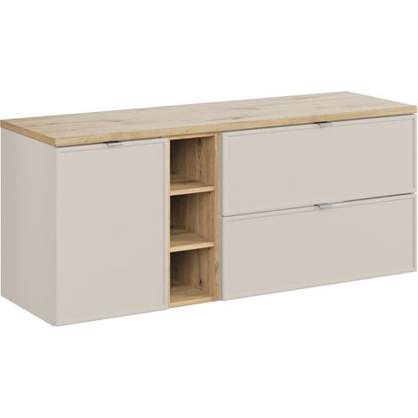 Meuble vasque à poser 140 cm + 3 éléments - Sublima Cashmere Artisan - Livraison gratuite