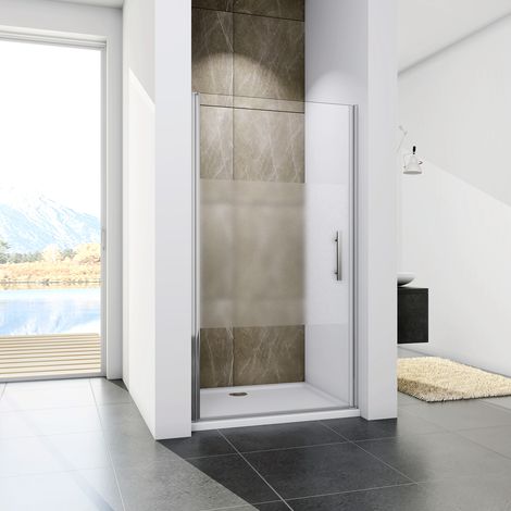 Acezanble Porte de douche pivotante 70x185cm, verre sablé au centre installer à gauche (1/5)
