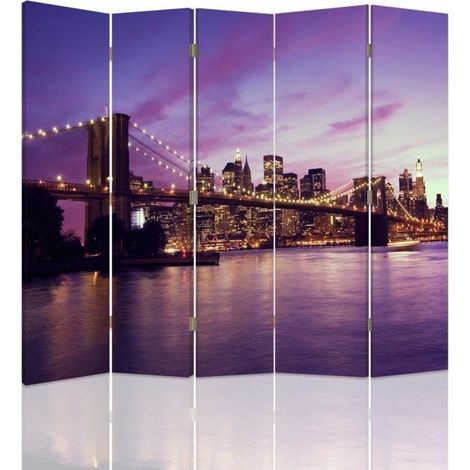Paravento bilaterale, Manhattan sommersa dal viola - 180x170 (1/5)