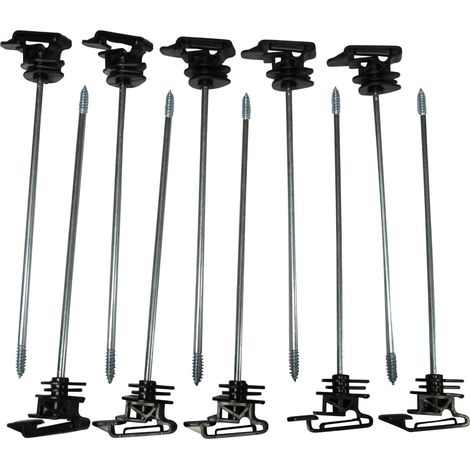 Electric Fencing Ribbon Insulators for Wooden Posts X10 (230MM Long Arm Screw In Fence Tape Rope)