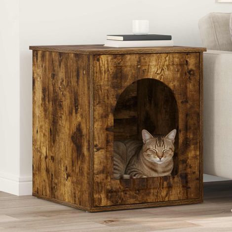 vidaXL Maison pour chat Chêne fumé 53 x 52 x 62 cm Bois d'ingénierie