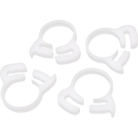 Schlauchschelle, Rohrschelle, Clip-Klemmverbindung, 21,5 mm-23,5 mm, doppelte Ratschenbefestigung, weißer Kunststoff, 4 Stk - Crezuo
