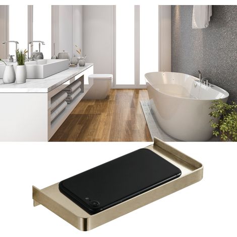 Wandmontierter Handyhalter fürs Badezimmer, dicke Ablagefläche, Toilettenartikel-Accessoire 185 x 90 mm, Gold (1/5)