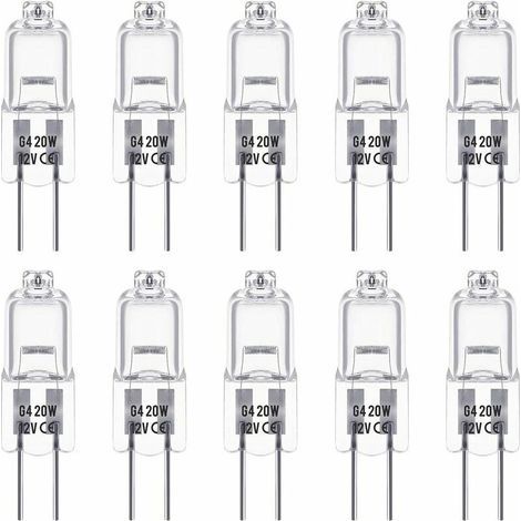 G4 Halogen Bulbs, 12V 20W, Warm White 3000K, 350LM, Dimmable, Clear, Pack of 10 (1/4)