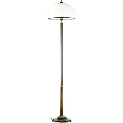 Lampada da terra retrò ottone patinato vetro 2xE27 ZEUS