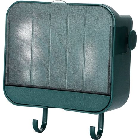 Boîte à Savon Mural Autonettoyante, DISTRIBUTOR BRAND, Modèle Hygienic, Porte-savon avec Vidange et Couvercle pour Salle de Bain PP, PS, 12.5x4.6x11cm, Vert (1/4)
