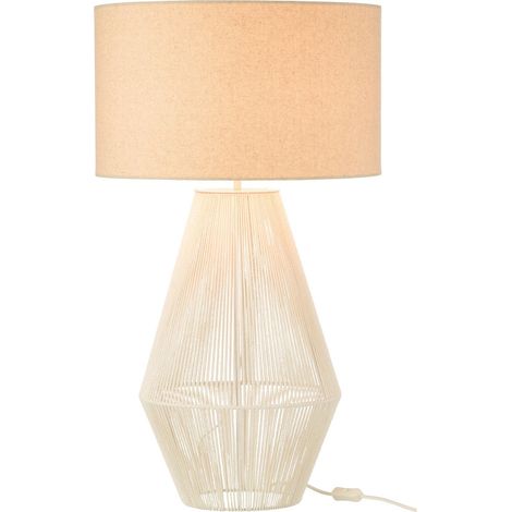 Lampe design filaire métal et papier blanc style contemporain - Blanc filaire avec abat-jour beige (1/3)