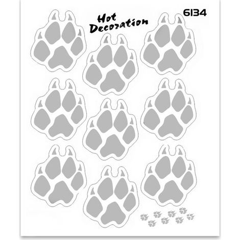 Adesivi Stickers Standard Zampe Lupo 10 x 12 cm - Colore: ARGENTO
