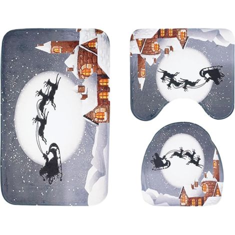Ensemble de tapis bain 3 en 1 INOOMP avec flanelle , lavable machine et à la main , toilette antidér