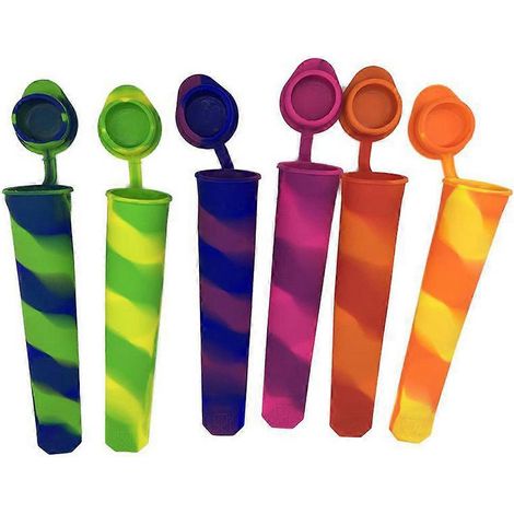 Ensemble de 6 moules à glace en silicone, porte-sucettes glacées, manchons pour glaçons, pour la congélation et la préparation de sachets de goûters. Accessoires de cuisine pour la maison. (1/4)