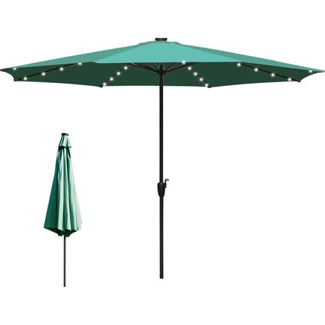 Randaco Gartensonnenschirm 3,5 m mit LED-Licht – Sonnenschutz für Außenbereich, grün