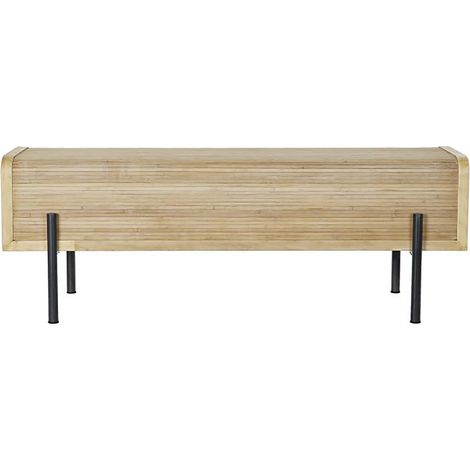 Banquette en bois coloris naturel et pieds en métal - Longueur 120 x Profondeur 40 x Hauteur 43 cm -PEGANE- (1/4)