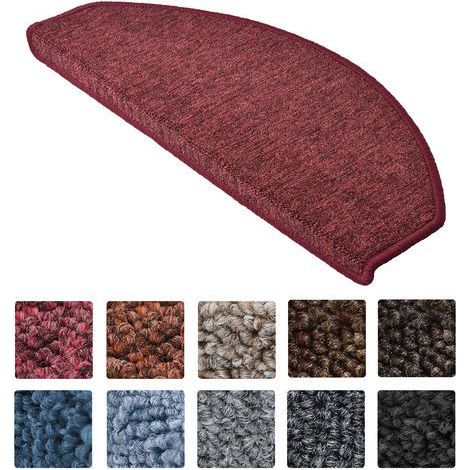 Beautissu ProStair Alfombras pequeñas semicirculares para escaleras (55 x 15 cm), set de 15 unidades Burdeos, 65 x 25 x 4 cm