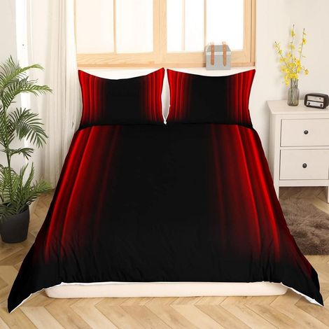 Bettwäsche Set 135x200 cm Rot Schwarz Geometrisch Abstrakt Mikrofaser