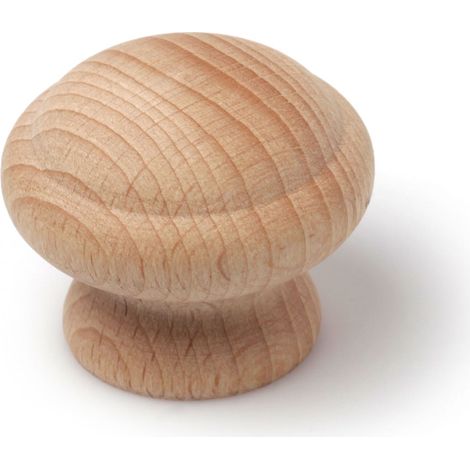 Pomo en madera con acabado haya crudo, dimensiones: 40x40x32mm, Ø: 40mm - (1/5)