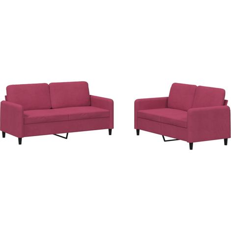 Maison Exclusive - Ensemble de canapés 2 pcs rouge bordeaux velours (1/5)