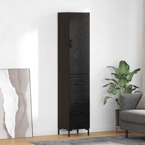 Highboard Schwarz Eichen-Optik 34,5 x 34 x 180 cm Holzwerkstoff