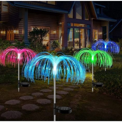 Lampes Solaires Extérieures - Applique Forme Méduse - 7 Couleurs Changeantes - Étanche IP65 - 4 Pièces (1/5)