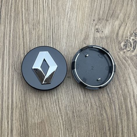 Jeu de 4 pièces - Enjoliveur central/emblème de roue Renault - 57 mm - noir (1/2)