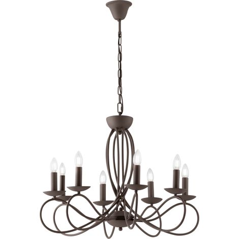 "Lampadario a sospensione GINEVRA in metallo corten a otto luci" (1/3)