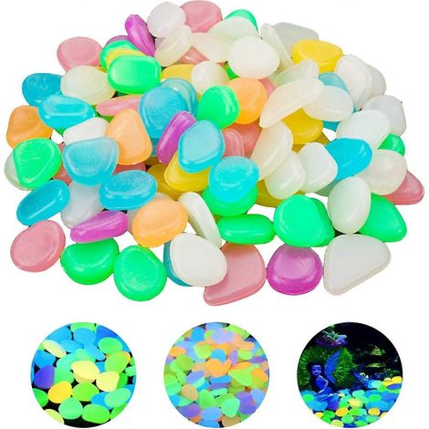 100 galets lumineux colorés pour aquarium, décoration fluorescente, environ 1,8 à 3 cm. (1/5)