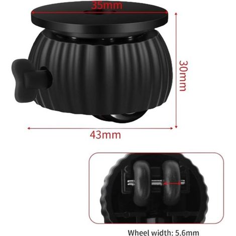 4 unidades,Mini ruedas giratorias autoadhesivas,Ruedas universales pequeñas,Negro,4×3 cm (1/4)