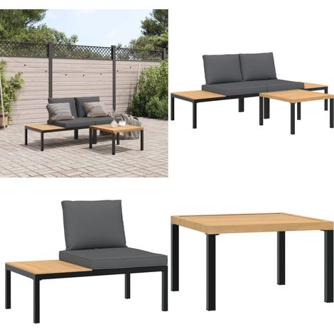 Salon de jardin 3 pcs avec coussins noir aluminium - Salon De Jardin - Meuble De Jardin - Canapé Extérieur - Set Salon De Jardin - Mobilier De Jardin - Home & Living (1/5)