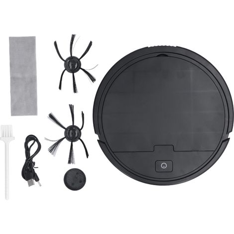 Ortviai Balai-aspirateur-nettoyeur 3-en-1 compact avec charge USB, batterie intégrée 1200 mAh, noir, 24,9 x 6 cm