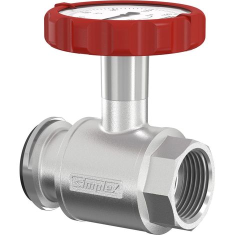 Flamco Valvola a sfera pompa con impugnatura termometro, rosso DN32 G1 1/4i PN16 MS vern., F10130