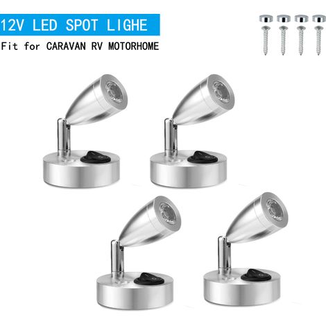 12V LED Spot Lampe de Lecture Interrupteur Réglable Lumière Chaude pour RV Van Bateau LED Éclairage Intérieur (4 PCS) - RWLumière et éclairage / Éclairage intérieur / Éclairage spécialisé / Lampes de (1/5)