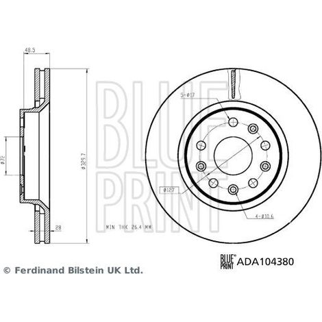 Lot de 2 Disques de frein BLUE PRINT ADA104380 JEEP 68250085AA 68250085AB