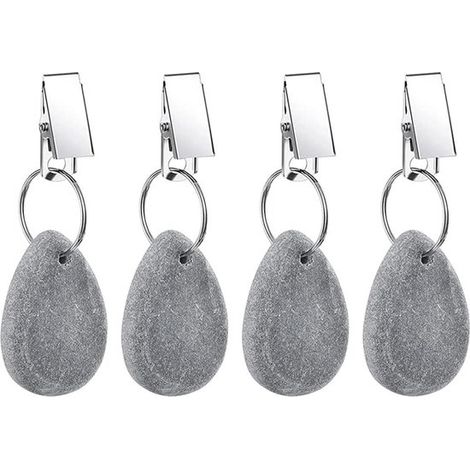 Fermagli per tovaglie, accessori da giardino, fermatovaglie a forma di goccia, 4 pezzi, pesi per tovaglie, appendiabiti per tovaglie in marmo grigio (1/5)