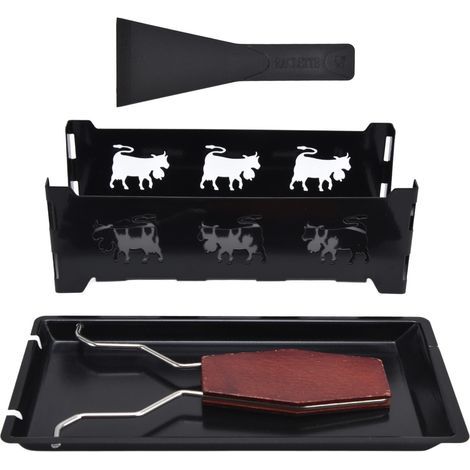 Mini-Raclette-Grill mit schwarzem Griff. Rechteckiges Käse-Grillgerät für Kochgeschirr. (1/5)