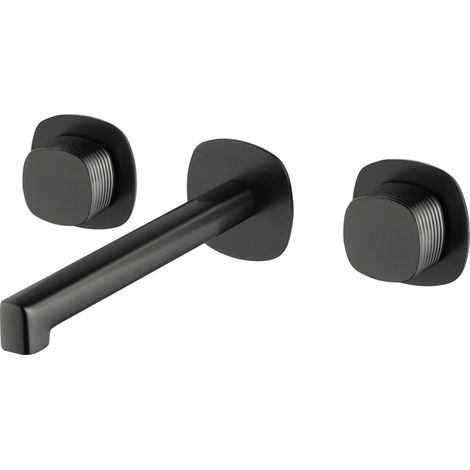 Robinet lavabo encastré bimanche Firenze finition gun metal brossé [ IMEX® ] (1/2)