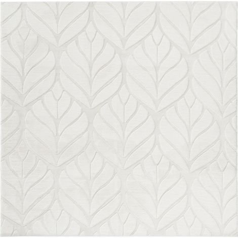 Faux Rabbit Fur Rug Off-White Artificial Polyester Fur 160 x 160 cm Square Soft Shaggy High Pile Leaf Pattern MITCHELL (1/5)