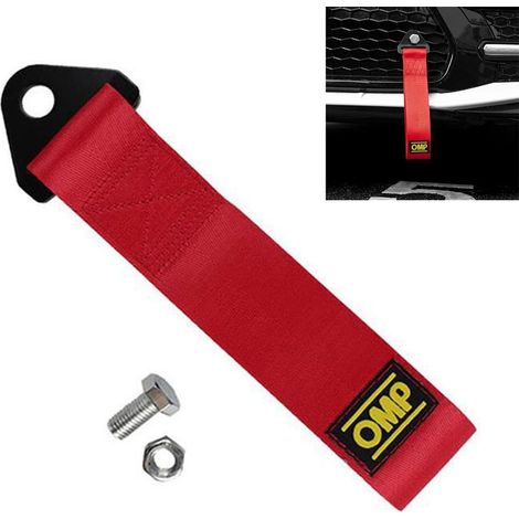 Racing Voiture Remorque Corde,Cordes de Remorquage en Nylon,Sangle de Remorquage Racing,Sangle de Remorque,Corde de Remorquage Haute Résistance,Auto Cordes de Remorquage 1 Pièces Rouge (1/5)