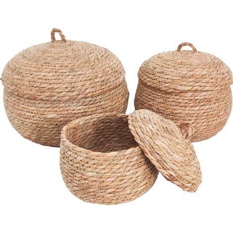 Signes Grimalt Cesta Decoracion Cestas 3U Cestas Marrón 31x31x22cm 37620 (1/4)