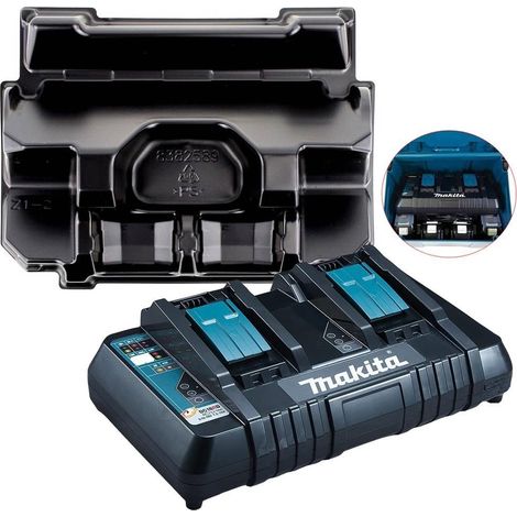 Makita DC18RD 240v 18v Dual Port Fast Battery Charger + Makpac 3 Case Inlay