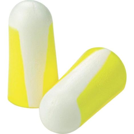 303S Bouchons d'Oreille à Usage Unique en Mousse en Polyuréthane, Jaune et Blanc, Forme Cylindre, Non-Cordé, Taille S, SNR 33 dB, 1007193 (20 Sachets de 10 Paires)