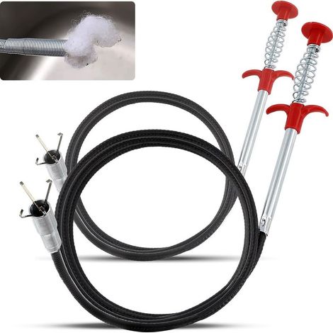 2PCS Drain Cleaner 0.9m/1.6m Telescopic Pliers for Kitchen Sink, Bathroom, Toilet, Sewer Pipe (1/5)