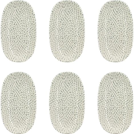 Lot de 6 assiettes ovales en porcelaine 23,5cm, JASMIN