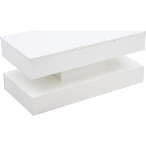 Tavolino da caffè con LED, piano alzabile e vano nascosto 100x50x42 cm bianco MODENUIT (1/5)