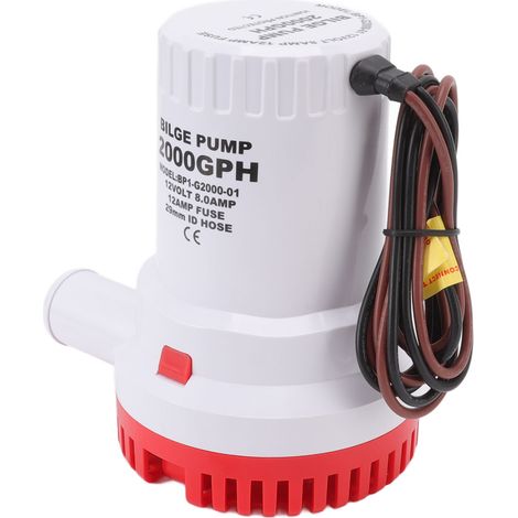 Pompe de cale silencieuse submersible pour bateau, micro-drainage CC pour eaux usées marines, pour bassin et piscine, débit de 2000 GPH, 12 V (1/5)