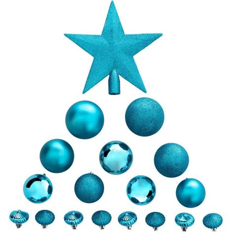 Paris Prix - Kit 18 Pièces Déco De Noël colorama 23cm Turquoise