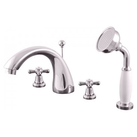 Mélangeur baignoire 4 trous avec inverseur MORAVA RETRO en laiton chromé (1/5)